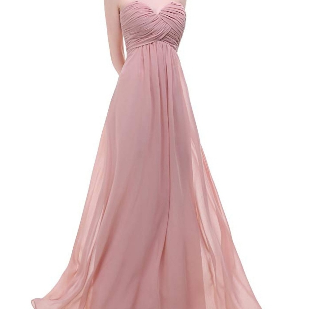 Blush long bridesmaids dress